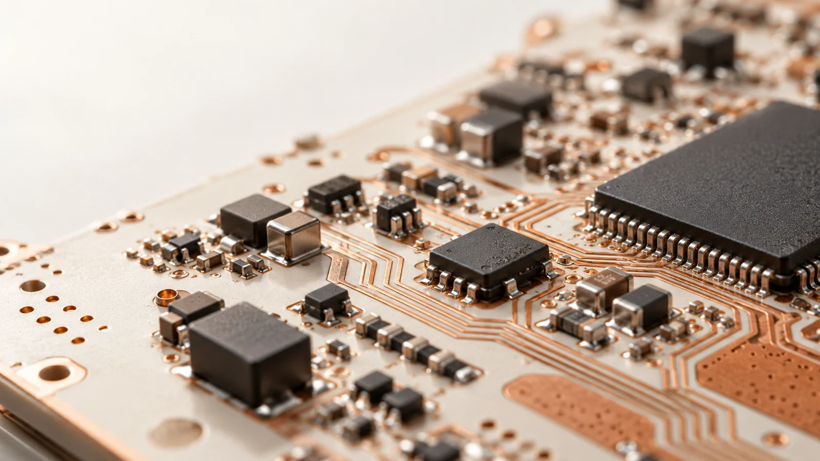 Conceptual electronic board with copper interconnects and graphite components